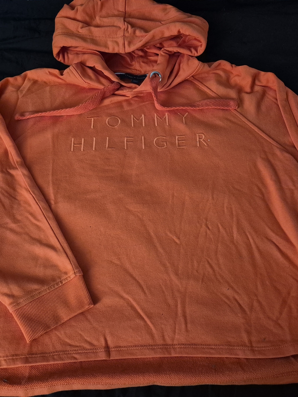 Tommy Hilfiger Orange Pullover Hoodie with Embossed Logo